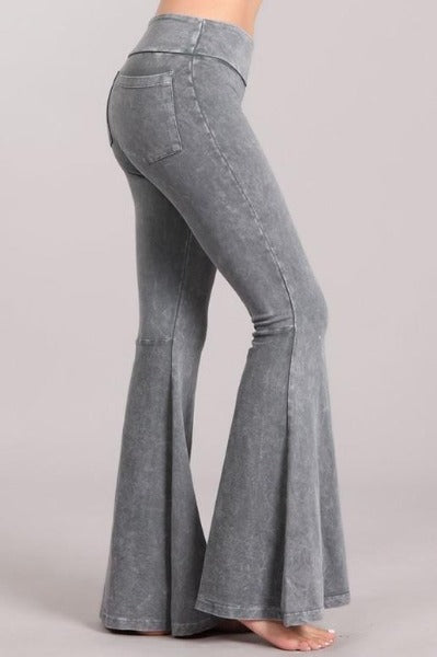 Chatoyant Back Pocket French Terry Bell Bottom Pants