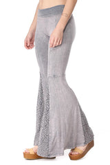 T-Party Mermaid Lace Bell Bottom Pants - Gray