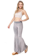 T-Party Mermaid Lace Bell Bottom Pants - Gray