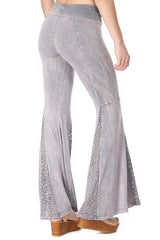 T-Party Mermaid Lace Bell Bottom Pants - Gray