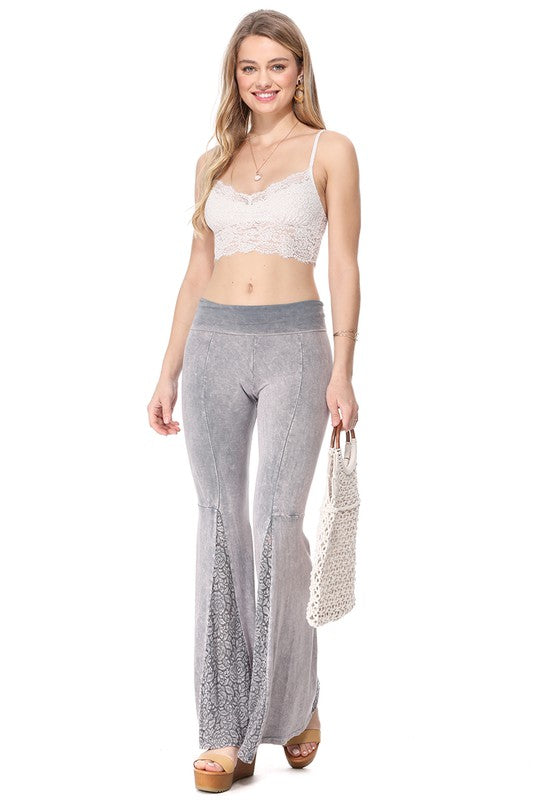 T-Party Mermaid Lace Bell Bottom Pants - Gray