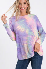 Rainbow Open Twist Back Top - Purple Multi