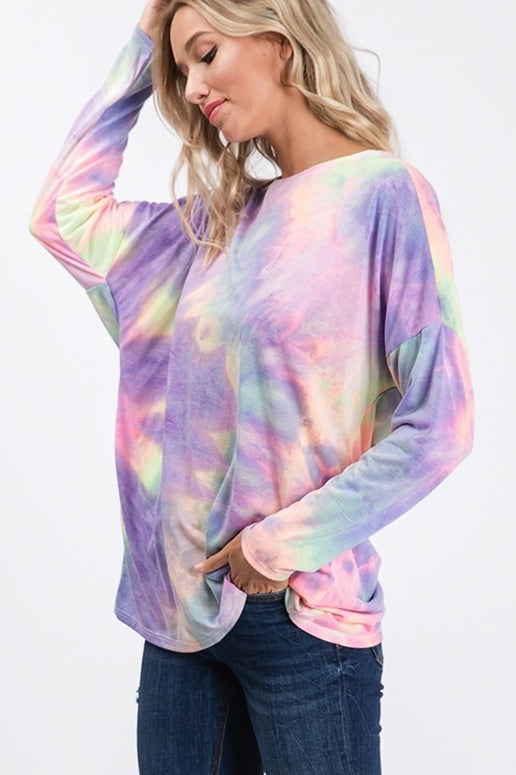 Rainbow Open Twist Back Top - Purple Multi