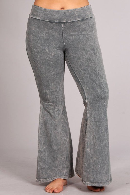 Chatoyant Light Grey Back Pocket Bell Bottom Plus Pants