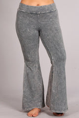 Chatoyant Light Grey Back Pocket Bell Bottom Plus Pants