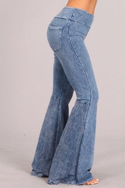 Chatoyant Back Pocket French Terry Bell Bottom Pants