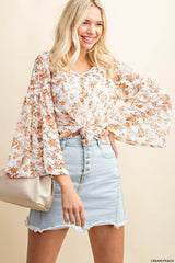 Romantic Lace Blouse - Cream/Peach