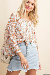 Romantic Lace Blouse - Cream/Peach