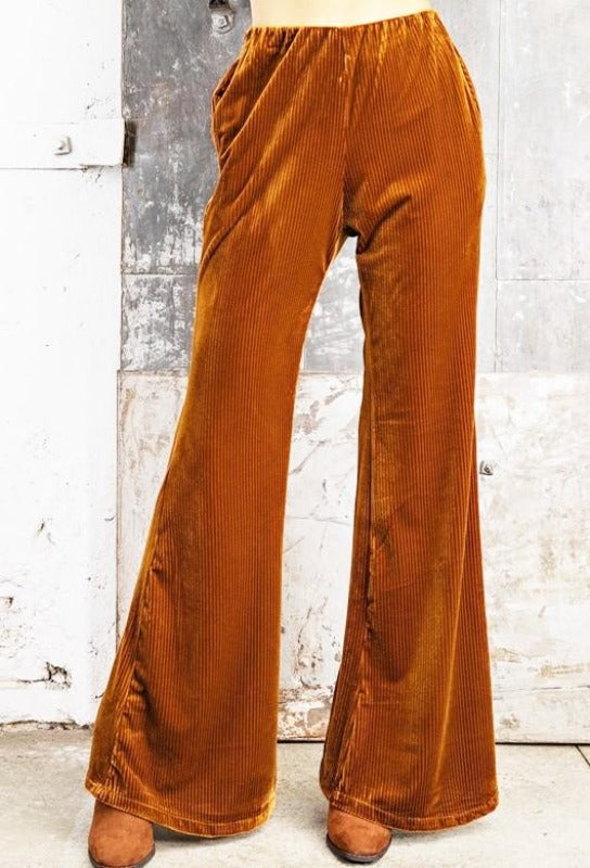 Kori Ribbed Velvet Pants - Mustard