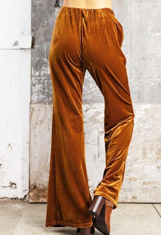 Kori Ribbed Velvet Pants - Mustard