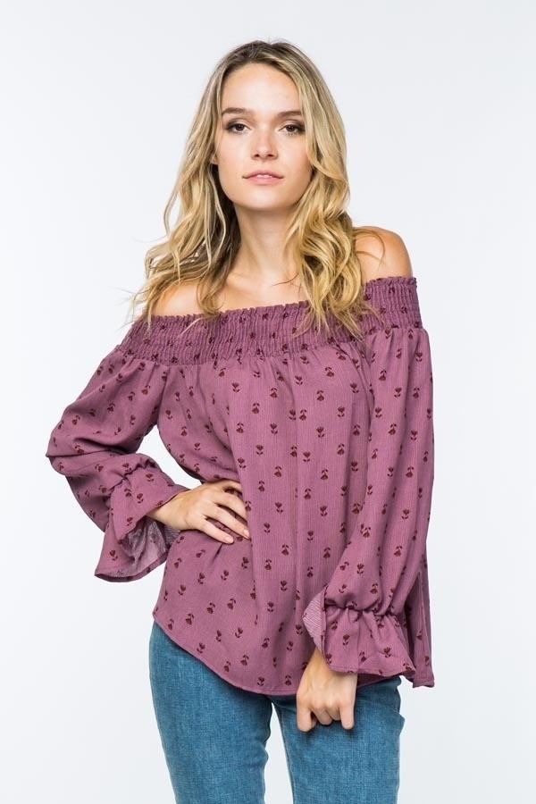 Timing Bow Back  Off Shoulder Blouse - Lavender