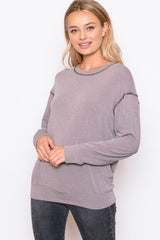 Carol Soft Casual Stitch Top - Light Gray Char