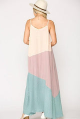 Gigio Summer Colorblock Maxi Dress - Lt. Mauve