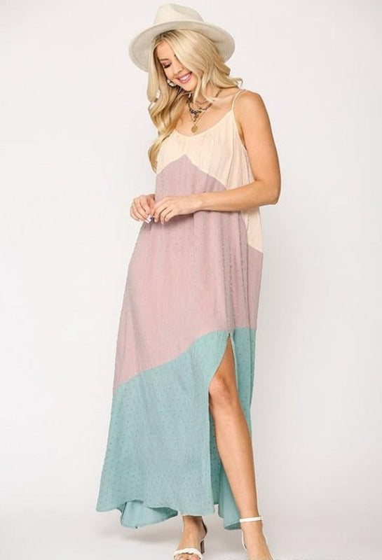 Gigio Summer Colorblock Maxi Dress - Lt. Mauve