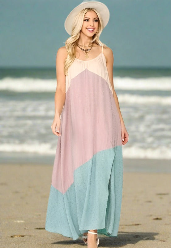 Gigio Summer Colorblock Maxi Dress
