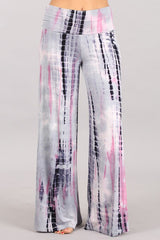 Chatoyant Plus Tie Dye Palazzo Pants - Pink Silver