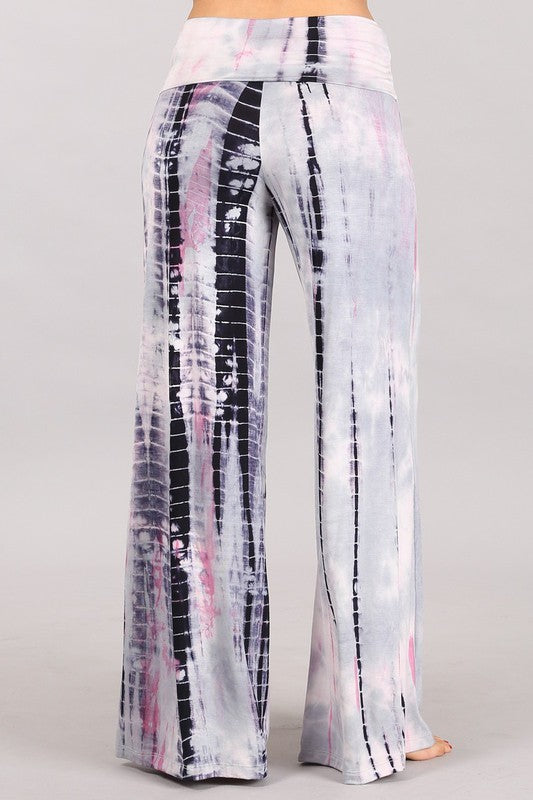 Chatoyant Plus Tie Dye Palazzo Pants - Pink Silver