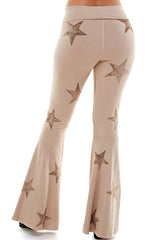 T-Party Foldover Yoga Star Print Pants - Mocha