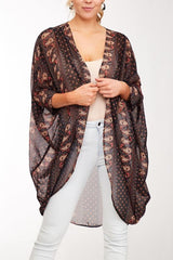 Lazy Days Dolman Paisley Kimono - Black