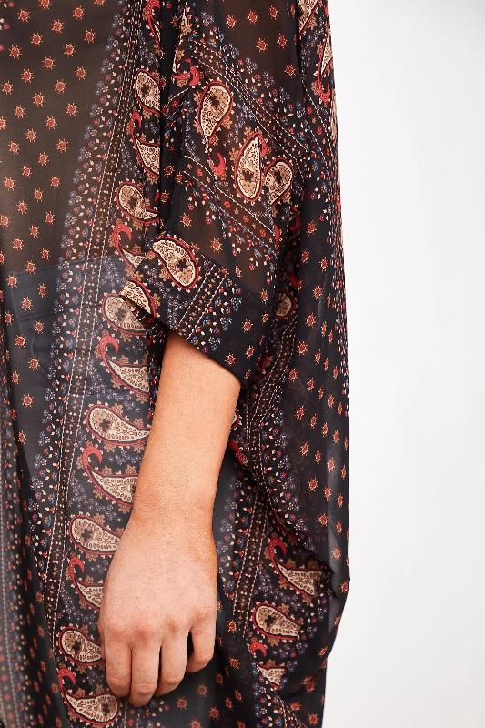 Lazy Days Dolman Paisley Kimono - Black