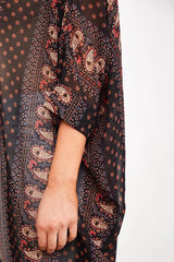 Lazy Days Dolman Paisley Kimono - Black