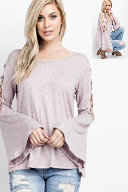 143 Two Tone Brushed Knit Top - Mauve