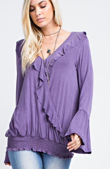 Passion Ruffle Top - Black or Dusty Purple