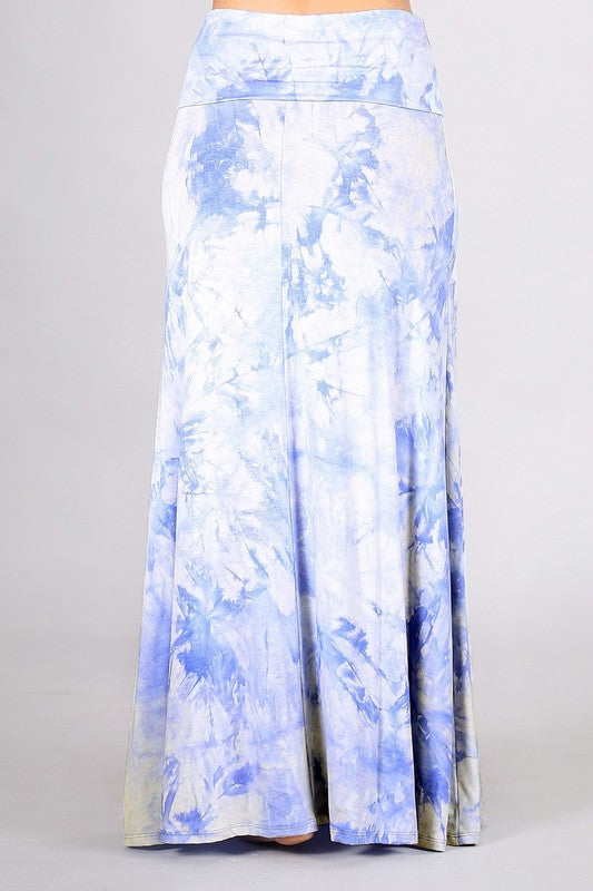 Chatoyant Tie Dye Maxi Skirt - Blue White Multi