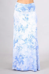 Chatoyant Tie Dye Maxi Skirt - Blue White Multi