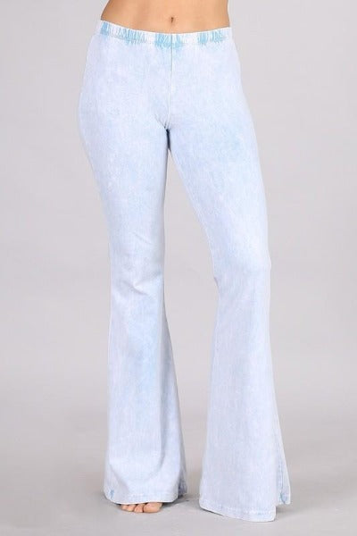 Chatoyant Mineral Wash Bell Bottom Soft Pants - Pinks & Blues