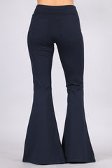 Chatoyant Solid Ponte Back Pocket Flare Pants