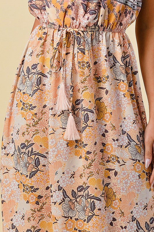 Tall Boho Floral Print Maxi Dress - Cream Yellow