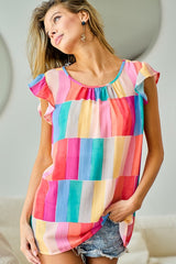 Bibi Sunshine Festive Vivid Multicolorblock Blouse