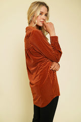 Mystree Velvet Tunic Blouse - Chili