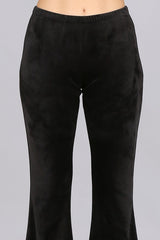 Plus Chatoyant Stretchy Velour Bell Bottom Pants - Black
