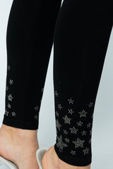 Vocal Rhinestone Stars Leggings - Black