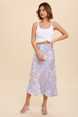 In Loom Bias Midi Skirt Abstract Print - Periwinkle