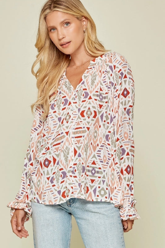 Andree by Unit Modern Abstract Print Blouse - Multi