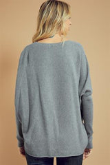 L Love Dolman Pullover Sweater - Heather Gray