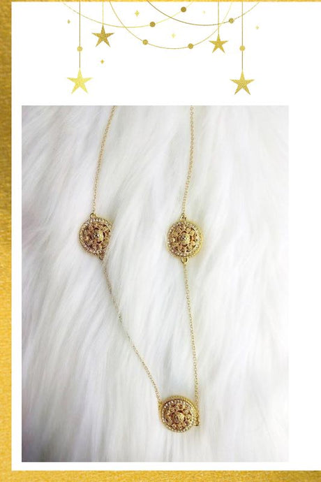 Gold/CZ Circles Chain Necklace