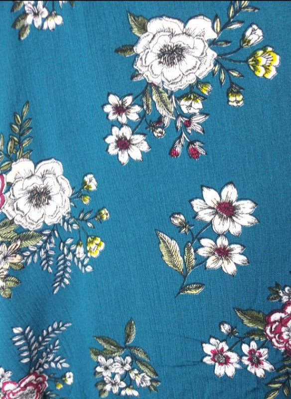 Gilli Empire Floral Dress - Teal