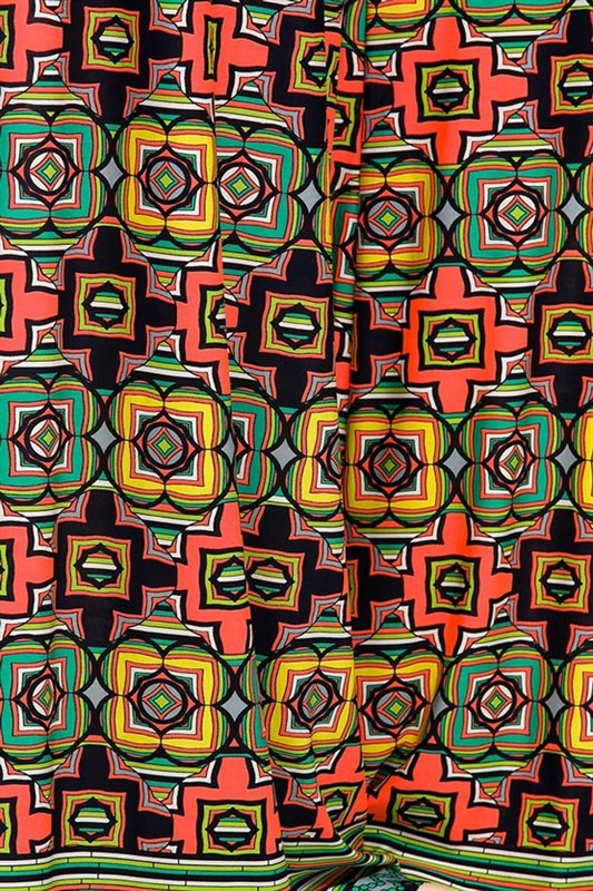 Clover Tiles Palazzo Pants - Neon Coral