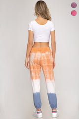 She + Sky Tie Dye Lounge Sweatpants - Orange/Blue