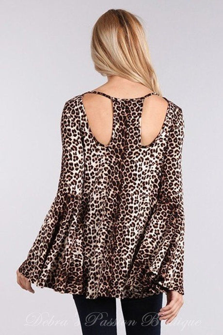 Cheetah Lady Bell Sleeves Blouse - Animal Print