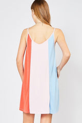 Entro Colorblock Dress - Red Orange Combo