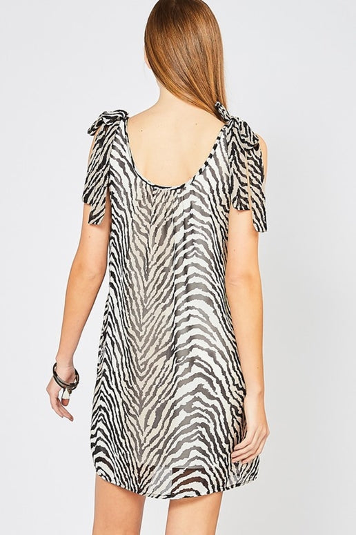 Entro Sheer Look Zebra Shift Dress