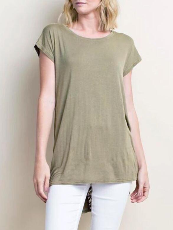 L Love Crochet Hi Lo Top - Olive