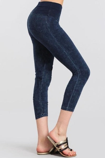 Chatoyant Foldover Waist Capri Leggings - Many Colors