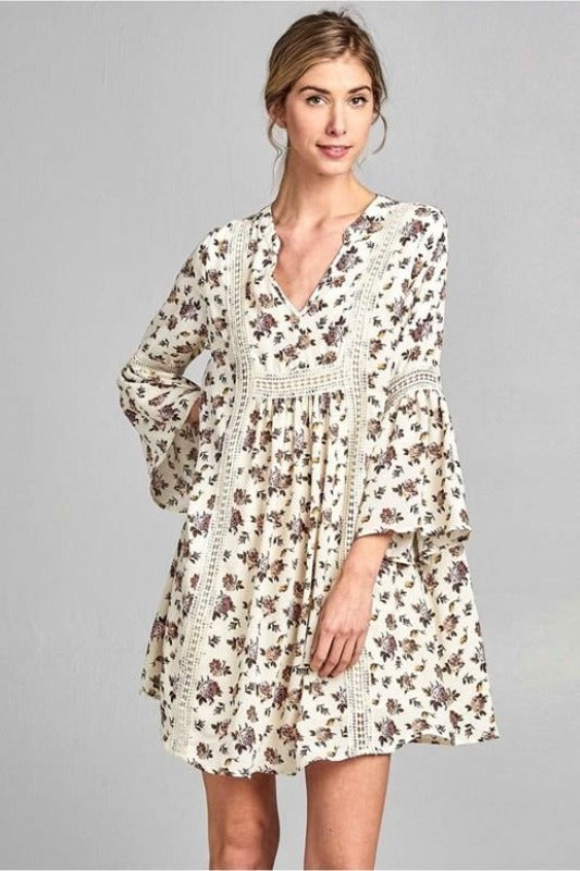 Boho Babe Crochet Floral Print Dress - Ivory – Debra's Passion Boutique