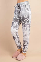 Plus Leopard Lounge Fleece Jogger Pants - Gray